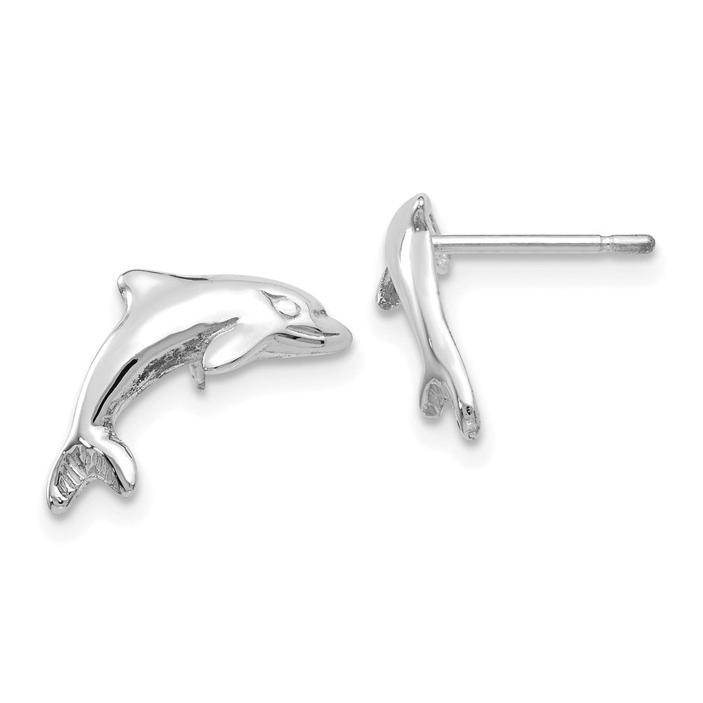 14k White Gold 10 mm Dolphin Earrings (1.14 grams)