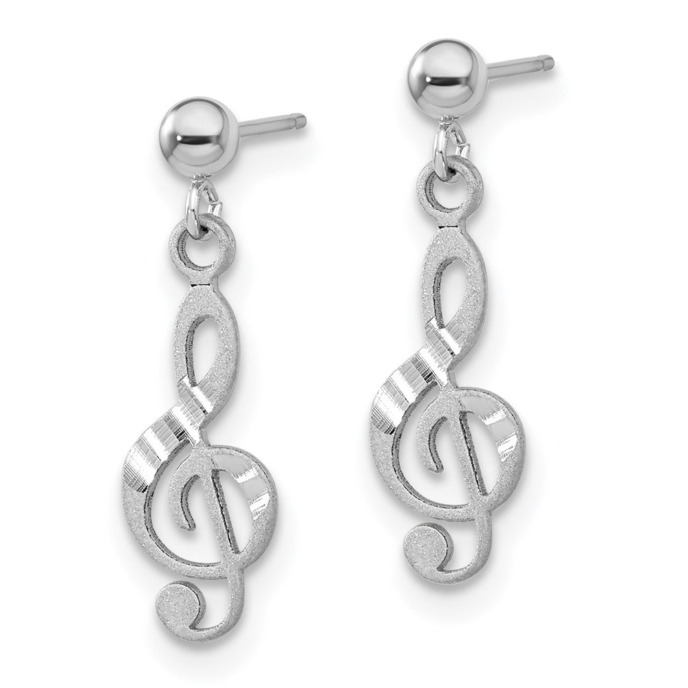 14k White Gold 6 mm Treble Clef Dangle Earrings (0.92 grams)