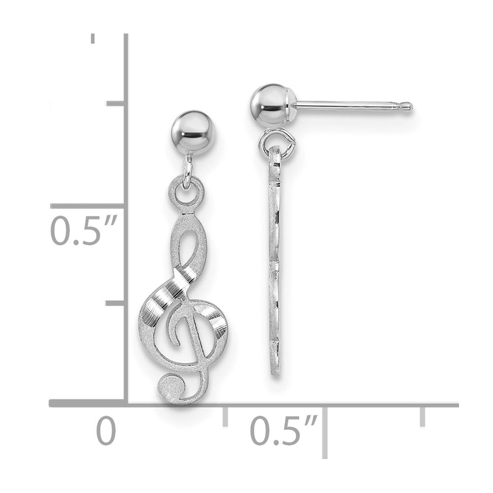 14k White Gold 6 mm Treble Clef Dangle Earrings (0.92 grams)