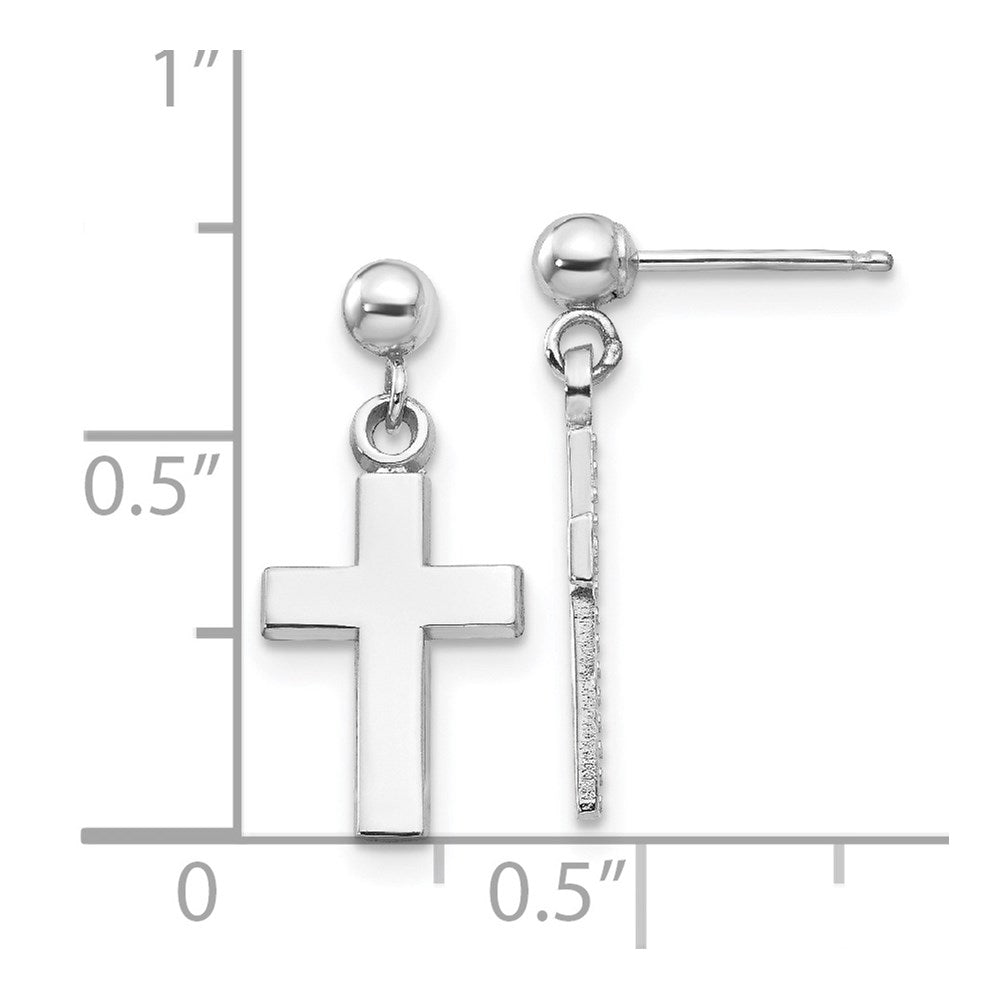 14k White Gold 8 mm Polished Cross Earrings (1.09 grams)