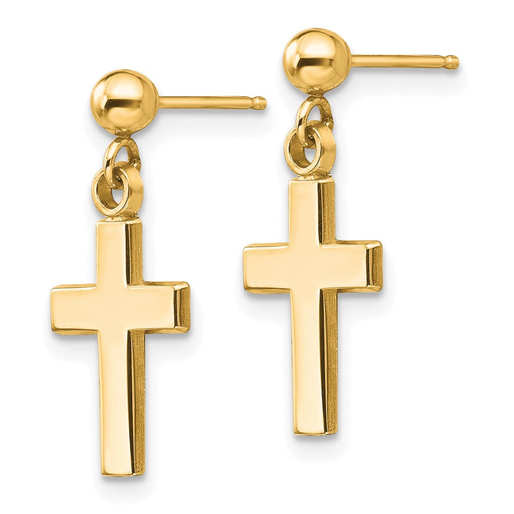 14k Yellow Gold 8 mm Polished Cross Earrings (1.07 grams)