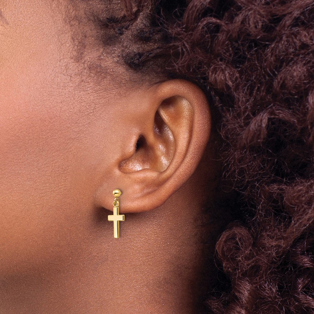 14k Yellow Gold 8 mm Polished Cross Earrings (1.07 grams)