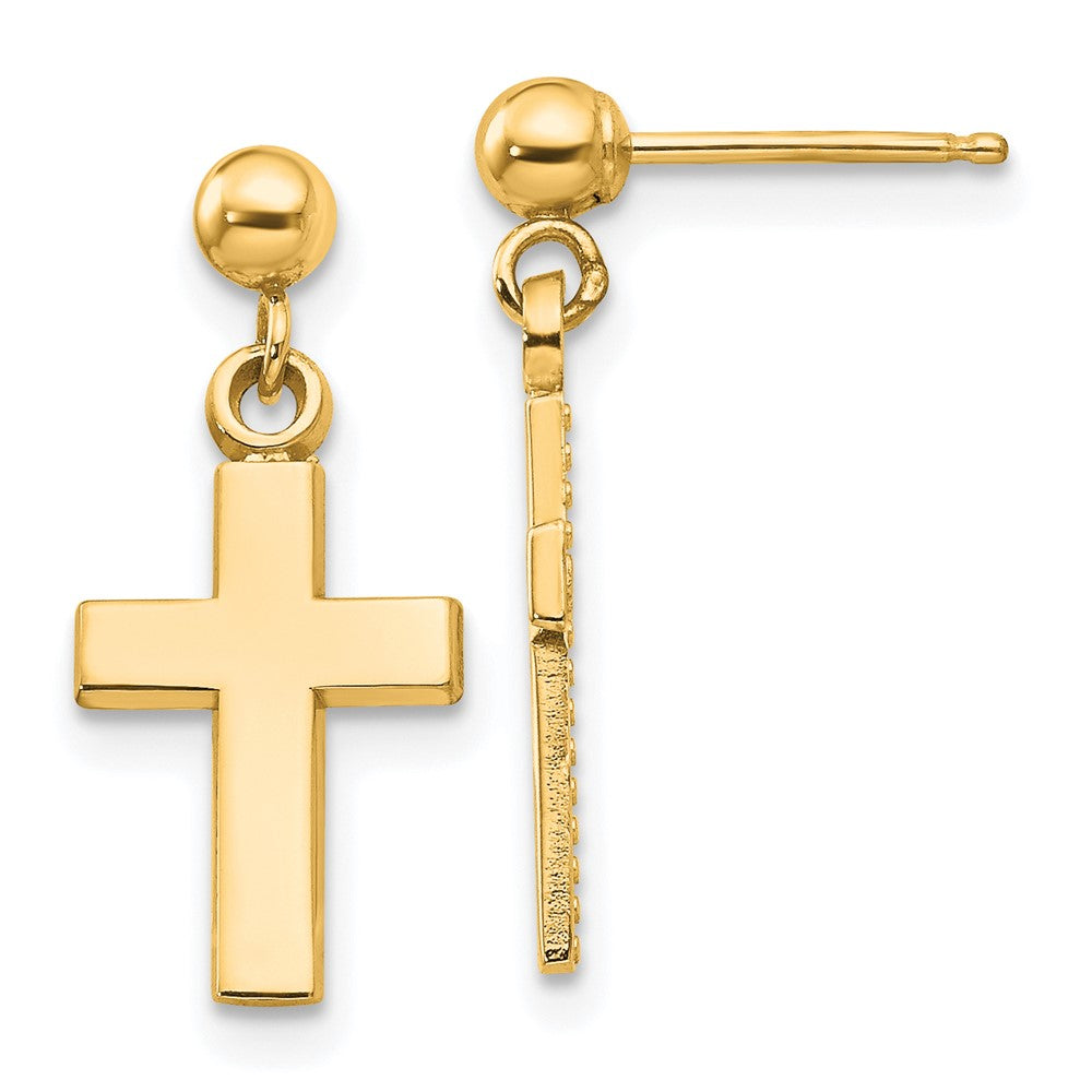 14k Yellow Gold 8 mm Polished Cross Earrings (1.07 grams)