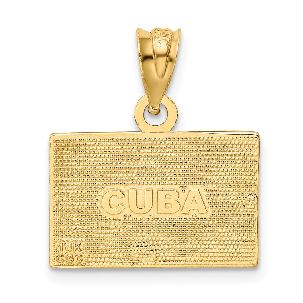 14k Yellow Gold 18 mm Enameled Cuba Flag Pendant (1.43 grams)