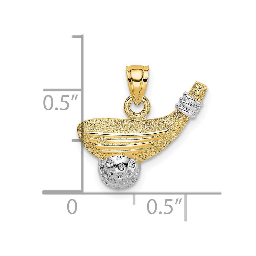14k Yellow & Rhodium 7.13 mm  Golf Club and Ball Charm (1.04 grams)