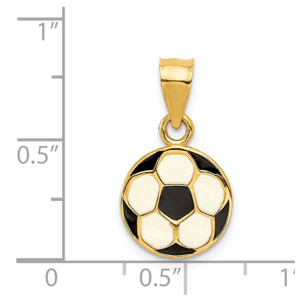 14k Yellow Gold 11 mm Enameled Soccer Ball Pendant (0.91 grams)