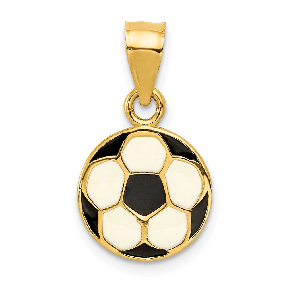 14k Yellow Gold 11 mm Enameled Soccer Ball Pendant (0.91 grams)