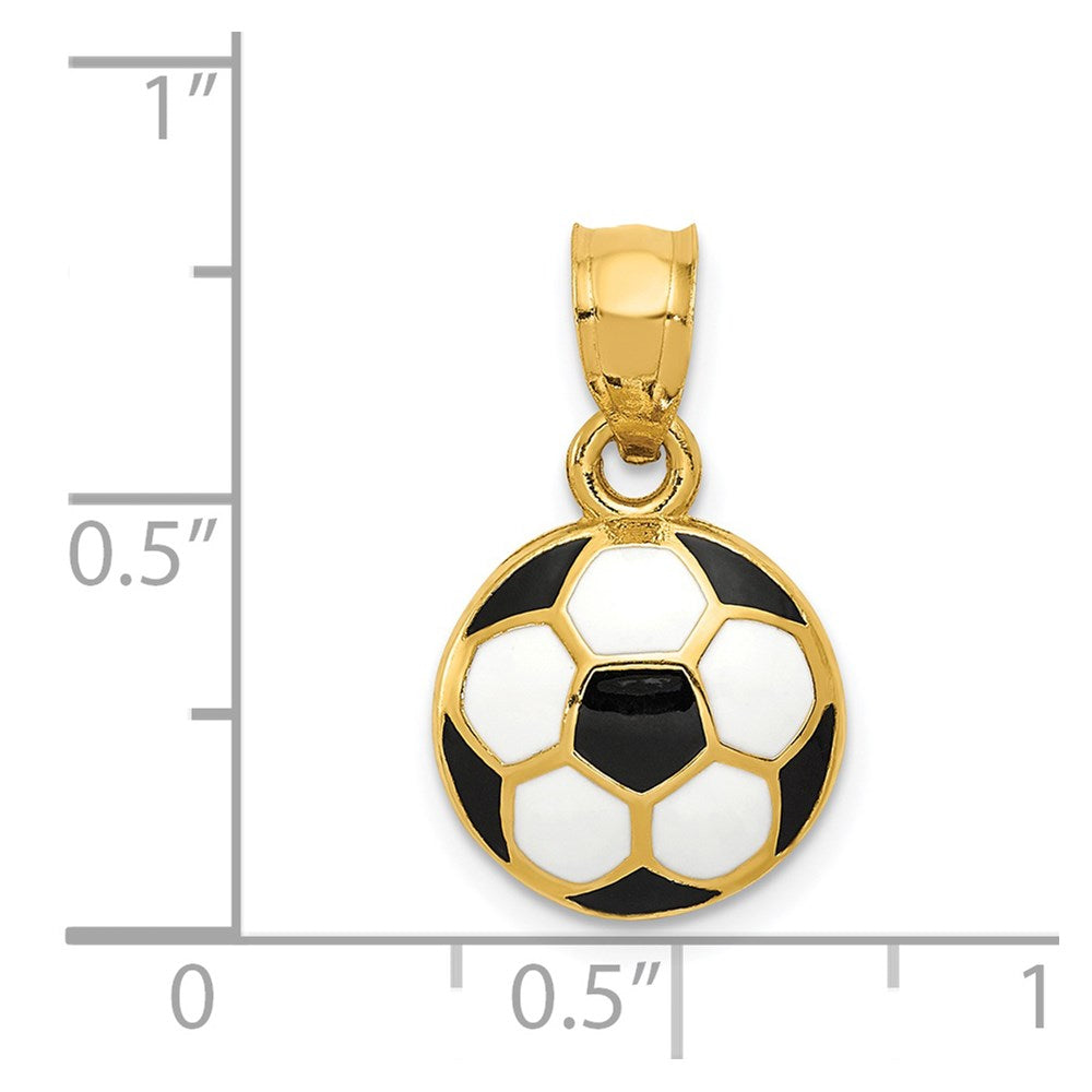 14k Yellow Gold 11 mm Enameled Soccer Ball Pendant (1.14 grams)