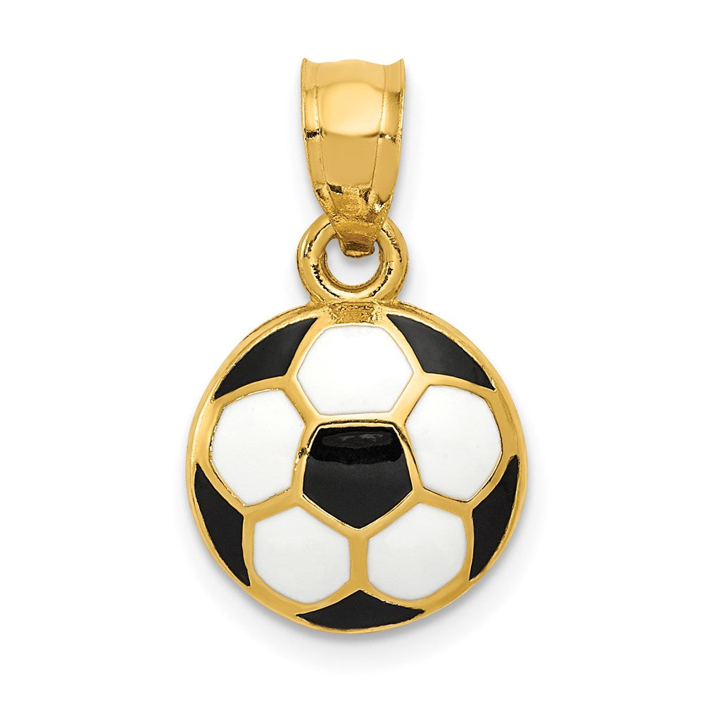 14k Yellow Gold 11 mm Enameled Soccer Ball Pendant (1.14 grams)