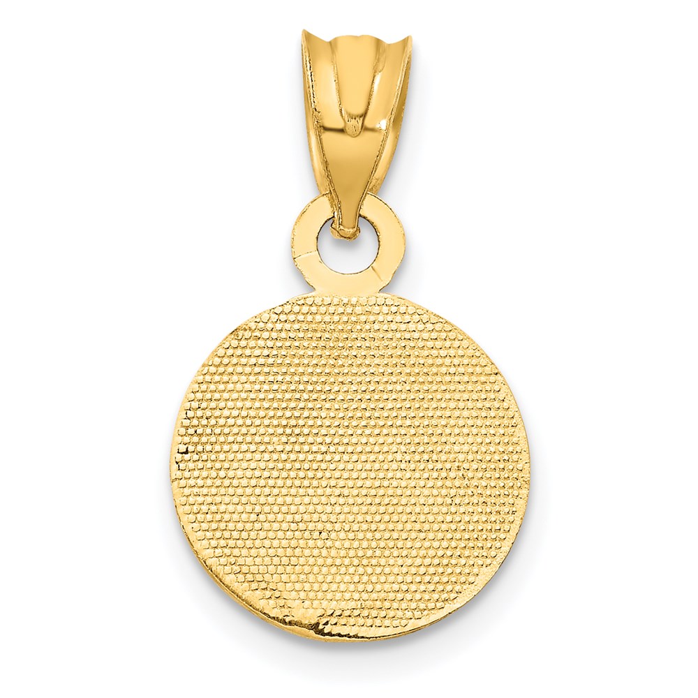 14k Yellow Gold 11 mm Enameled Baseball Pendant (0.82 grams)