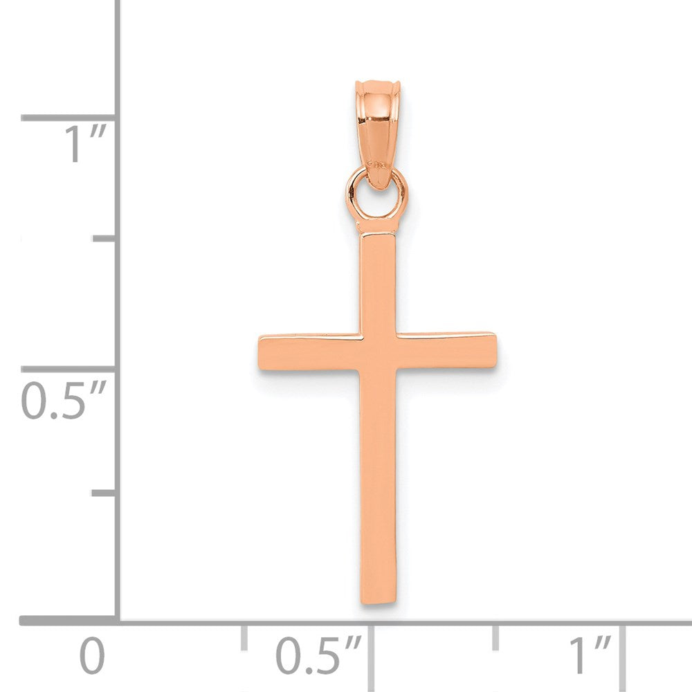 14k Rose Gold 11 mm Polished Cross Pendant (0.8 grams)