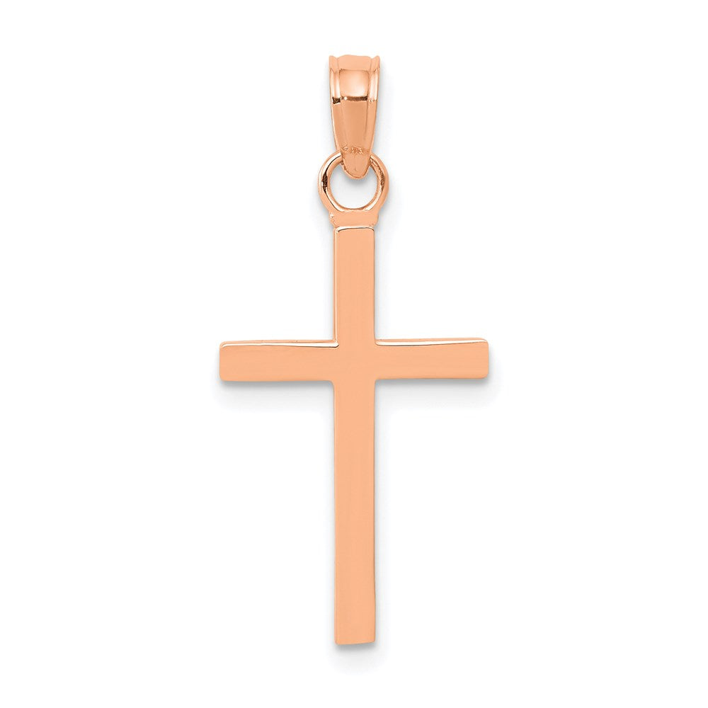 14k Rose Gold 11 mm Polished Cross Pendant (0.8 grams)