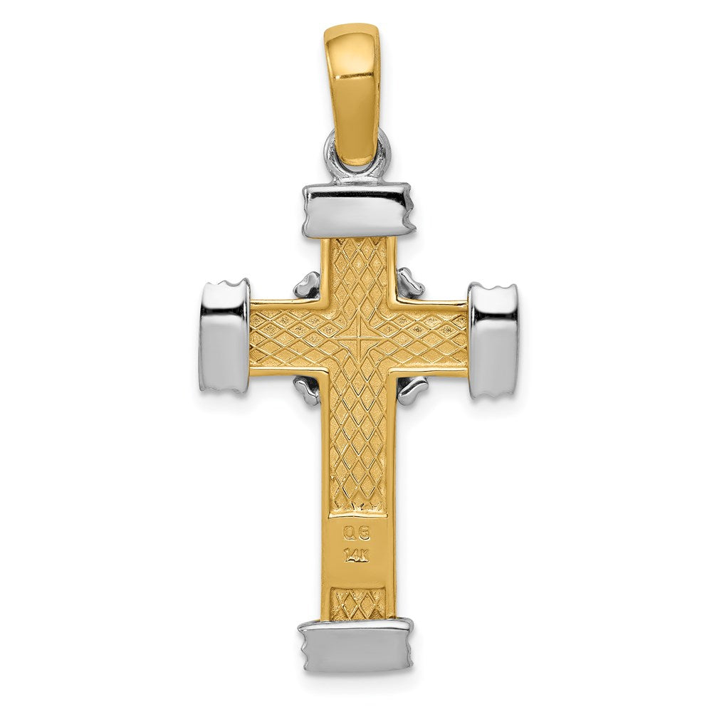 14k Two-tone 19 mm Latin Cross Pendant (5.02 grams)