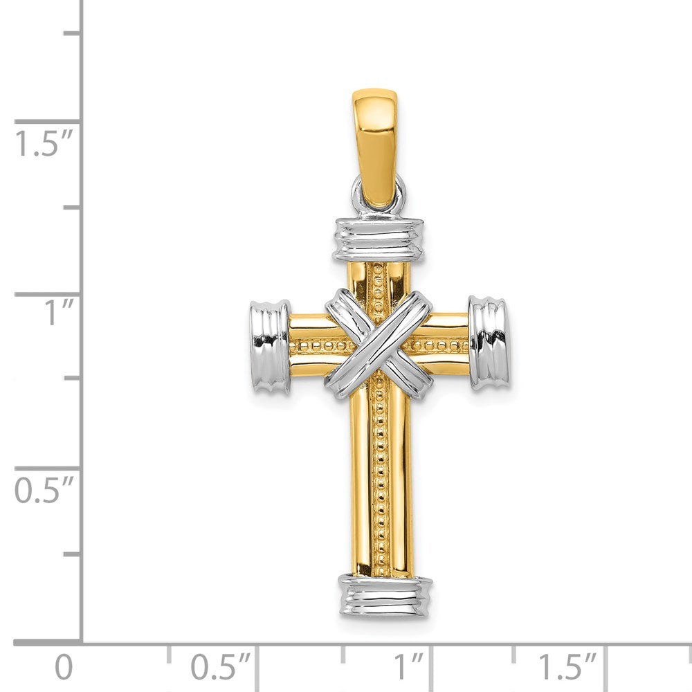 14k Two-tone 19 mm Latin Cross Pendant (5.02 grams)