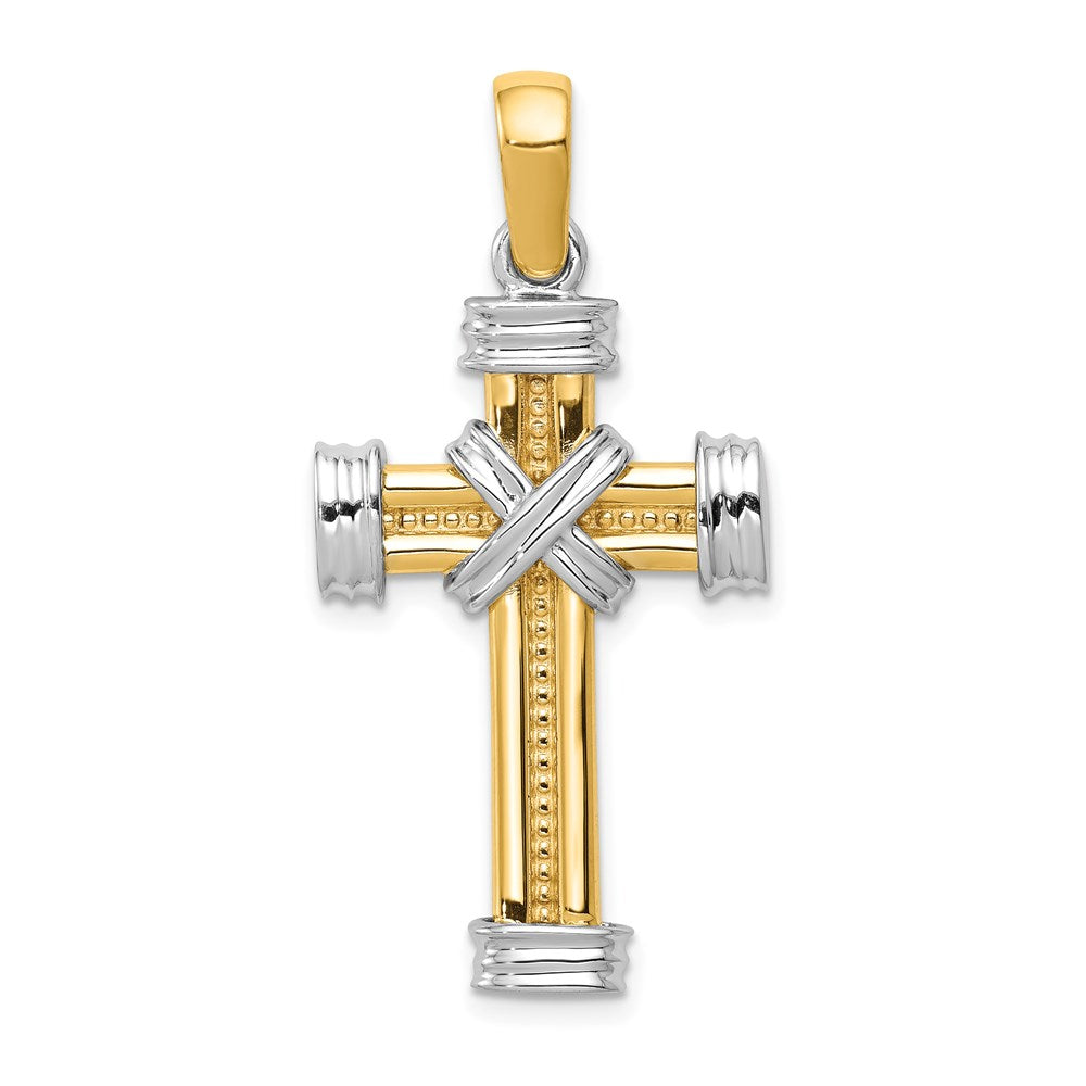 14k Two-tone 19 mm Latin Cross Pendant (5.02 grams)