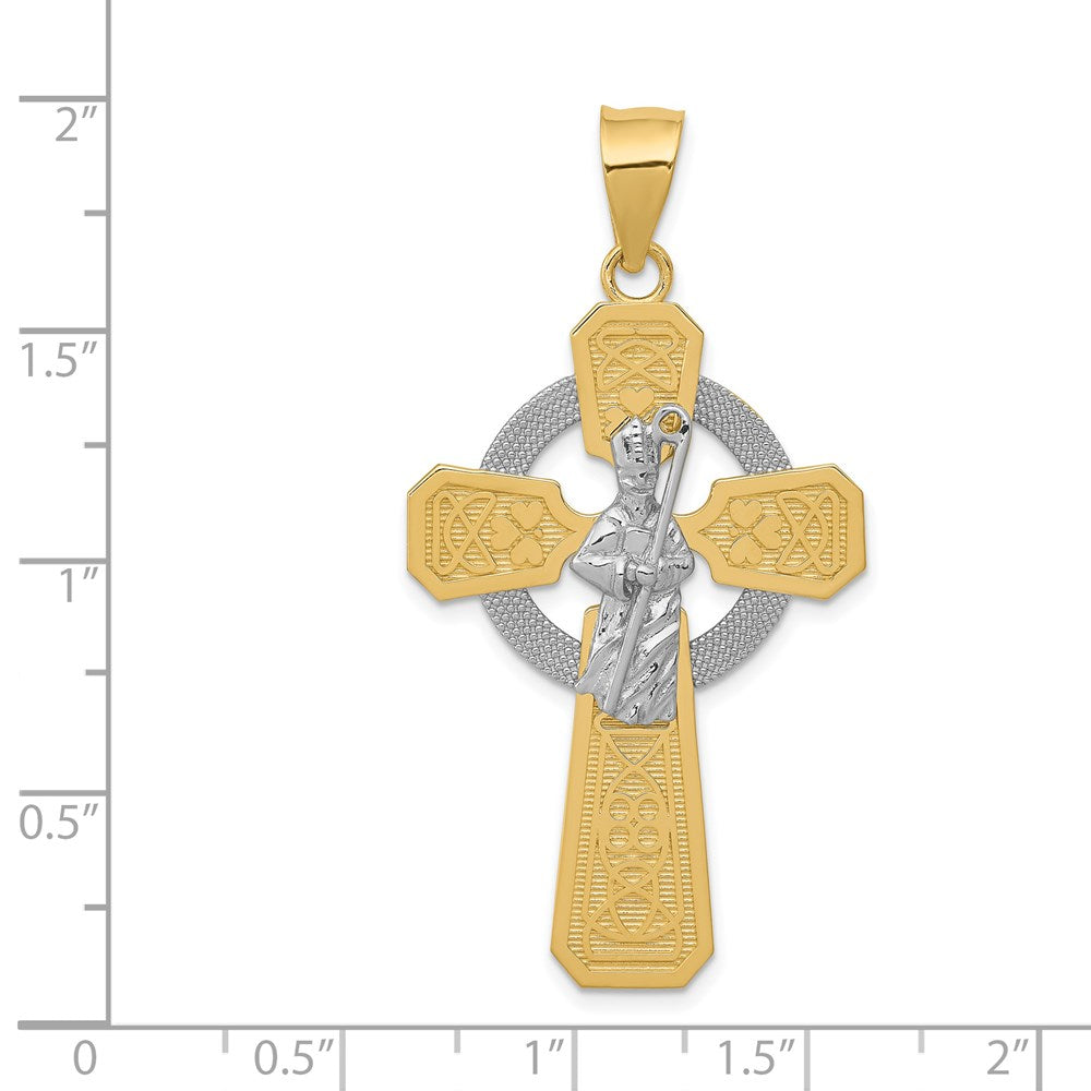 14k Two-tone 24 mm  St. Patrick Celtic Cross Pendant (3.85 grams)