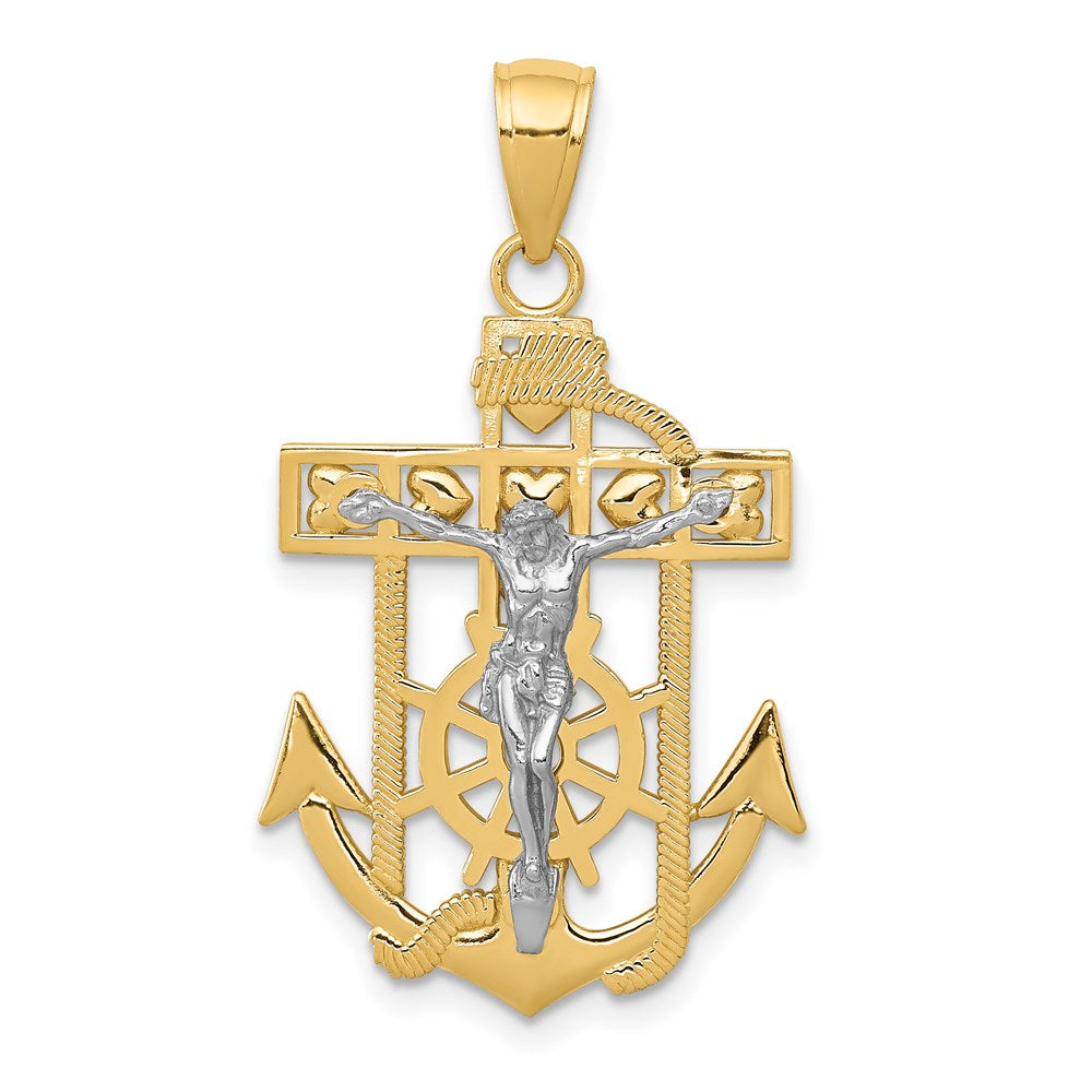 14k Two-tone 19 mm Mariner's Crucifix Pendant (2.25 grams)