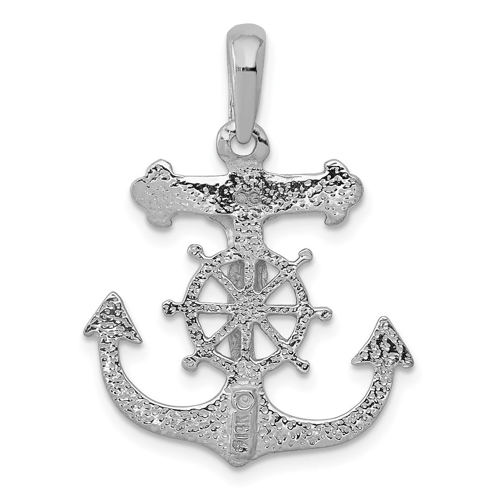 14k White Gold 30 mm Mariner's Cross Pendant (1.9 grams)
