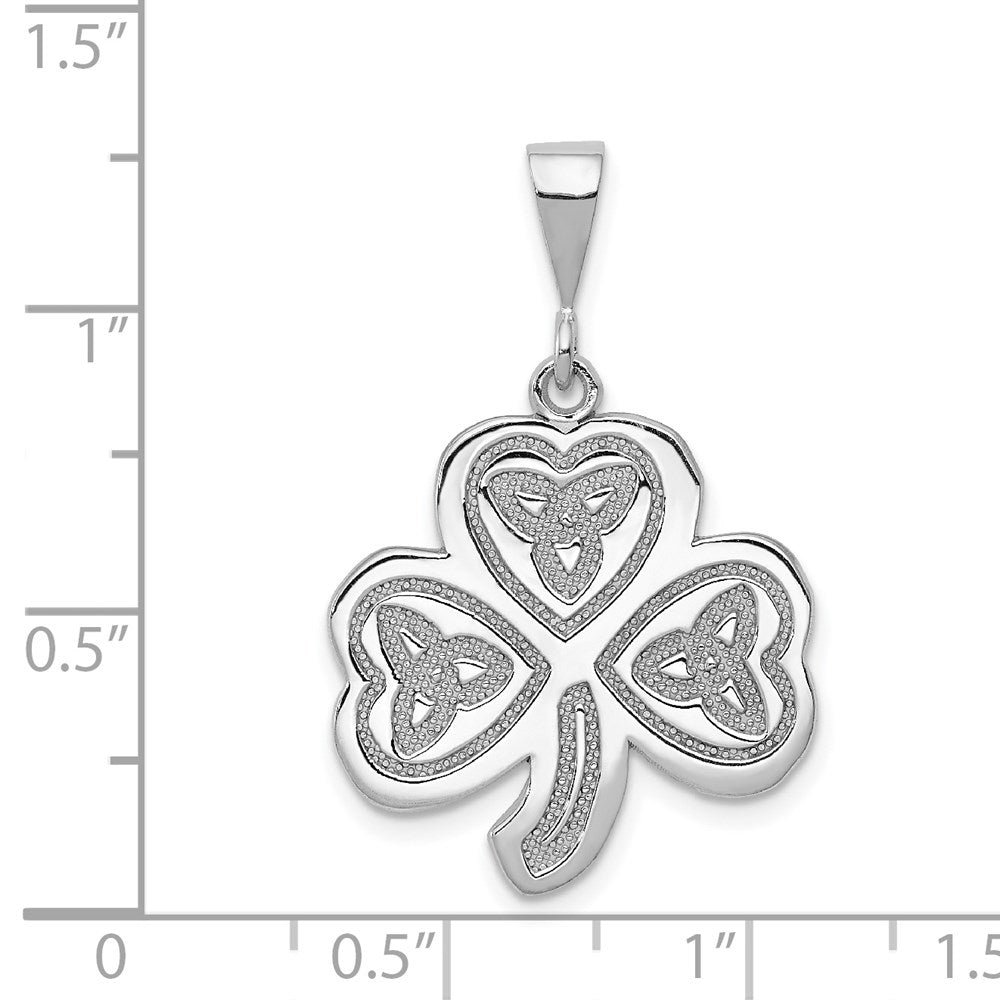 14k White Gold 20 mm Trinity Clover Pendant (2.14 grams)