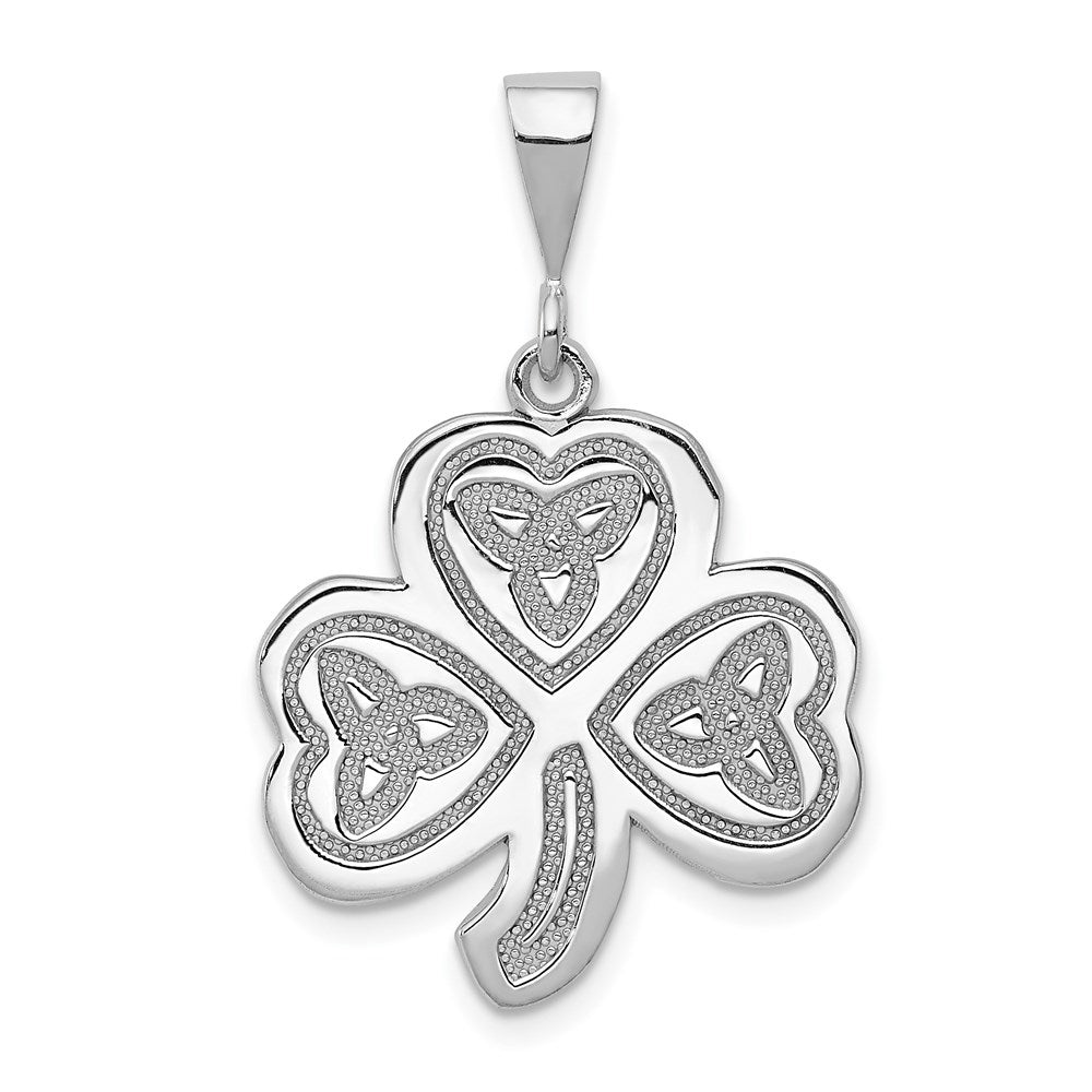 14k White Gold 20 mm Trinity Clover Pendant (2.14 grams)