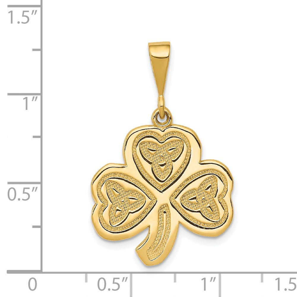 14k Yellow Gold 20 mm Trinity Clover Pendant (2.13 grams)