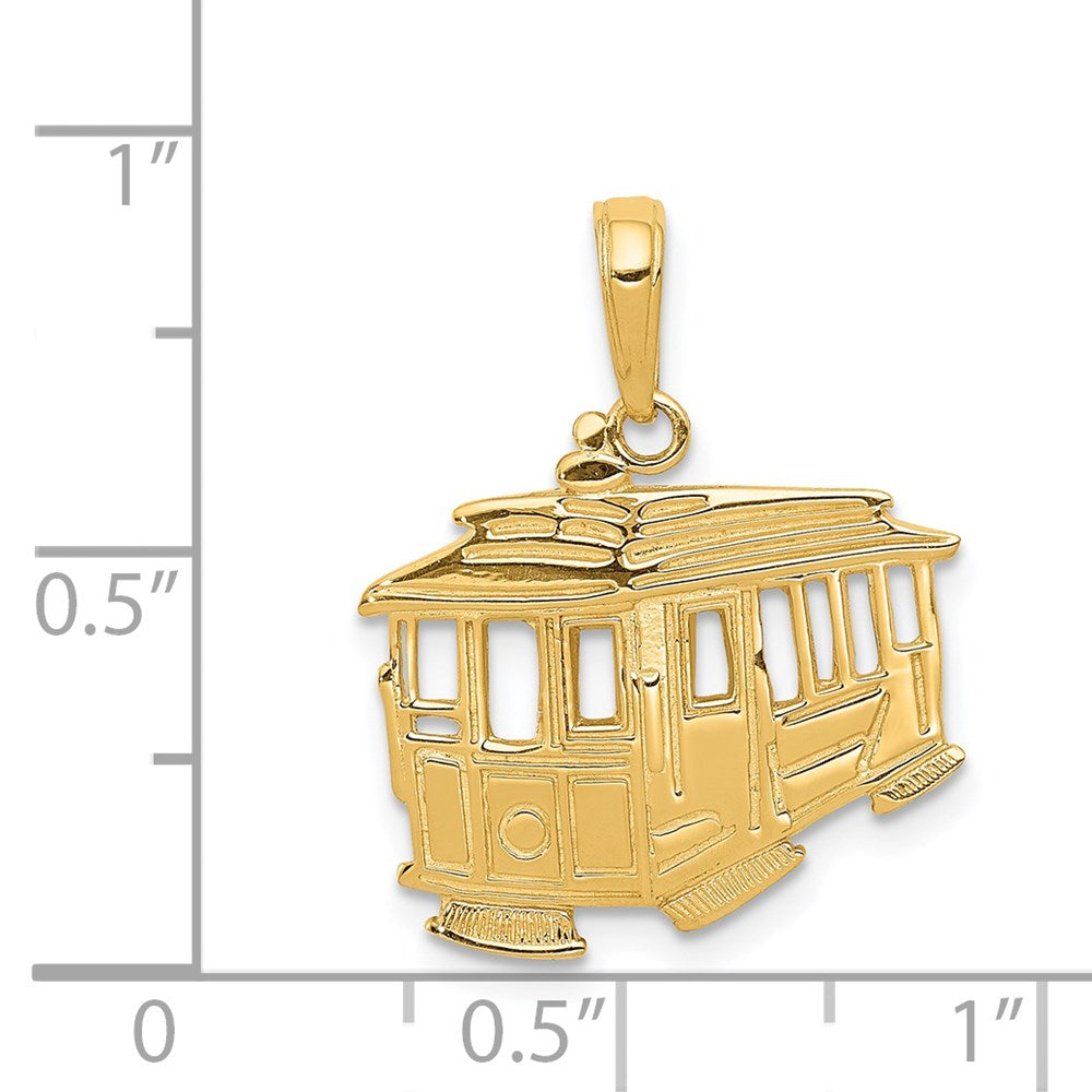 14k Yellow Gold 19 mm Cable Car Pendant (1.6 grams)