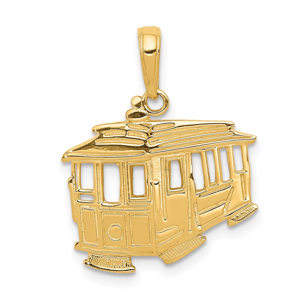 14k Yellow Gold 19 mm Cable Car Pendant (1.6 grams)