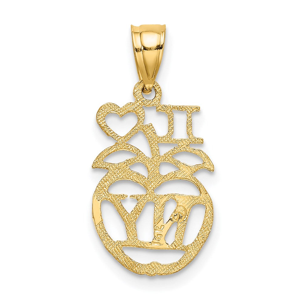 14k Yellow Gold 10.6 mm I HEART NY Apple Charm (0.52 grams)