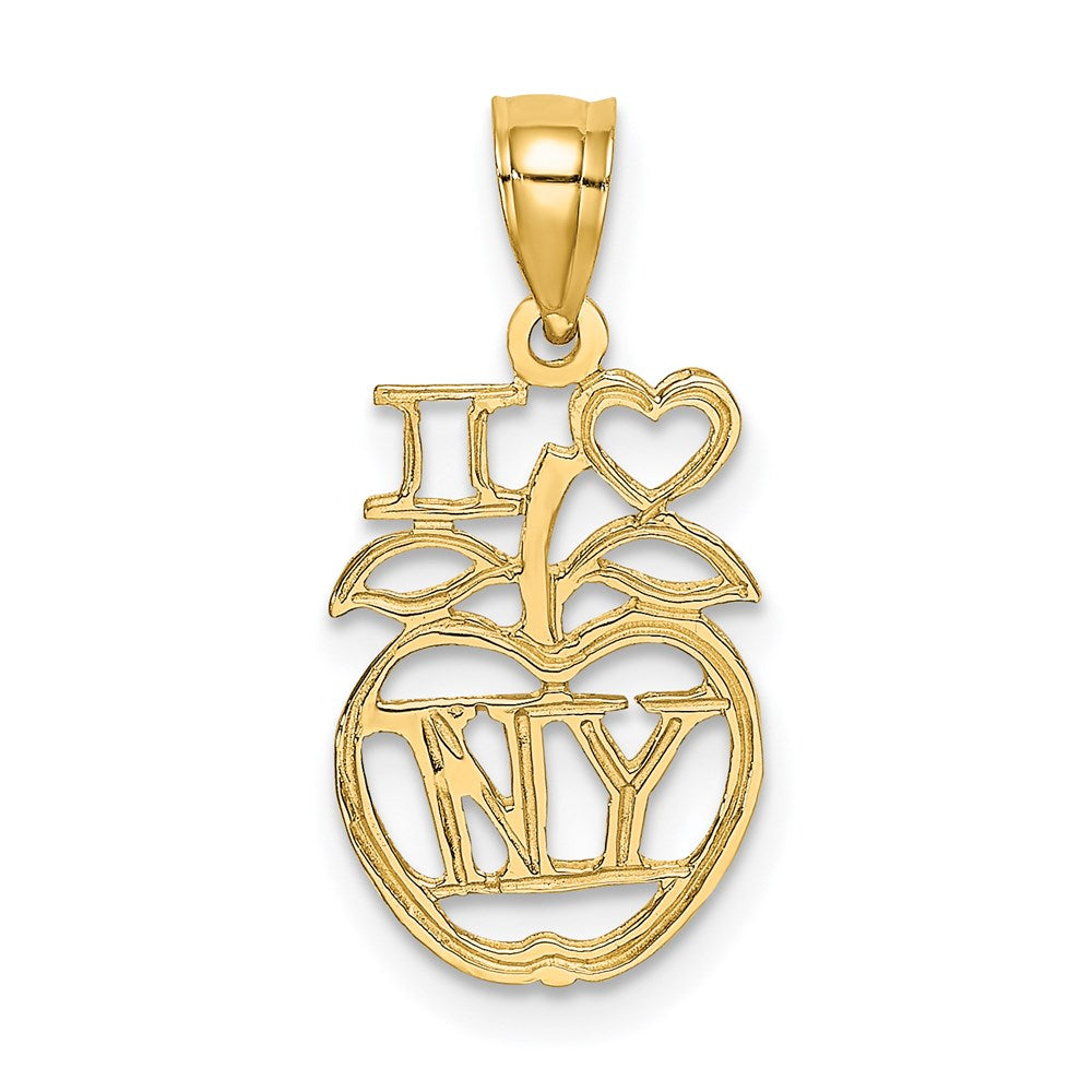14k Yellow Gold 10.6 mm I HEART NY Apple Charm (0.52 grams)