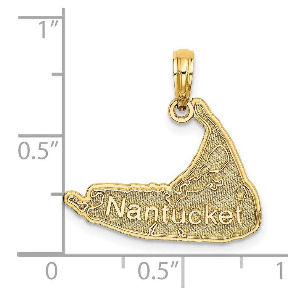 14k Yellow Gold 20.65 mm NANTUCKET Map Charm (1.06 grams)