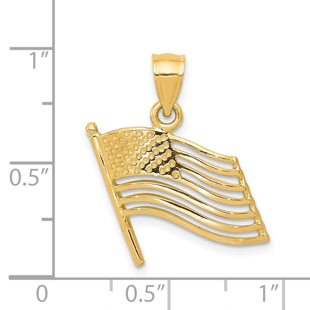 14k Yellow Gold 15 mm American Flag Pendant (1.6 grams)