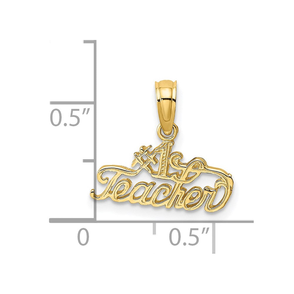 14k Yellow Gold 14.1 mm #1 TEACHER Charm (0.59 grams)