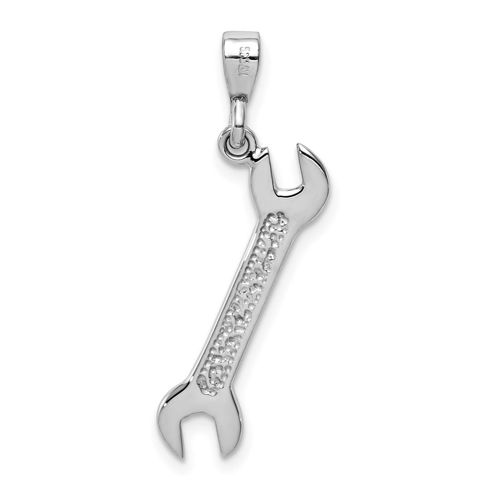 14k White Gold 10 mm 3D Wrench Pendant (1.34 grams)