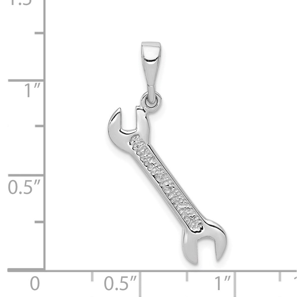 14k White Gold 10 mm 3D Wrench Pendant (1.34 grams)