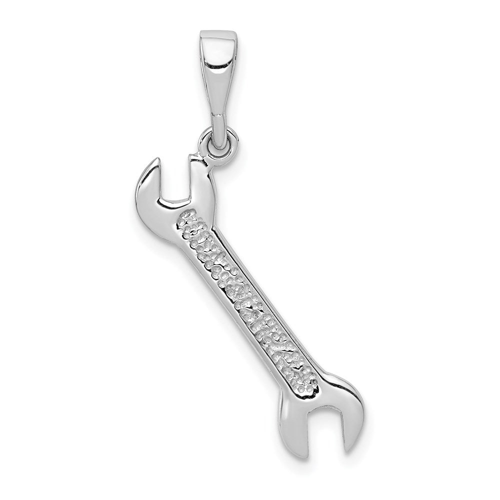 14k White Gold 10 mm 3D Wrench Pendant (1.34 grams)