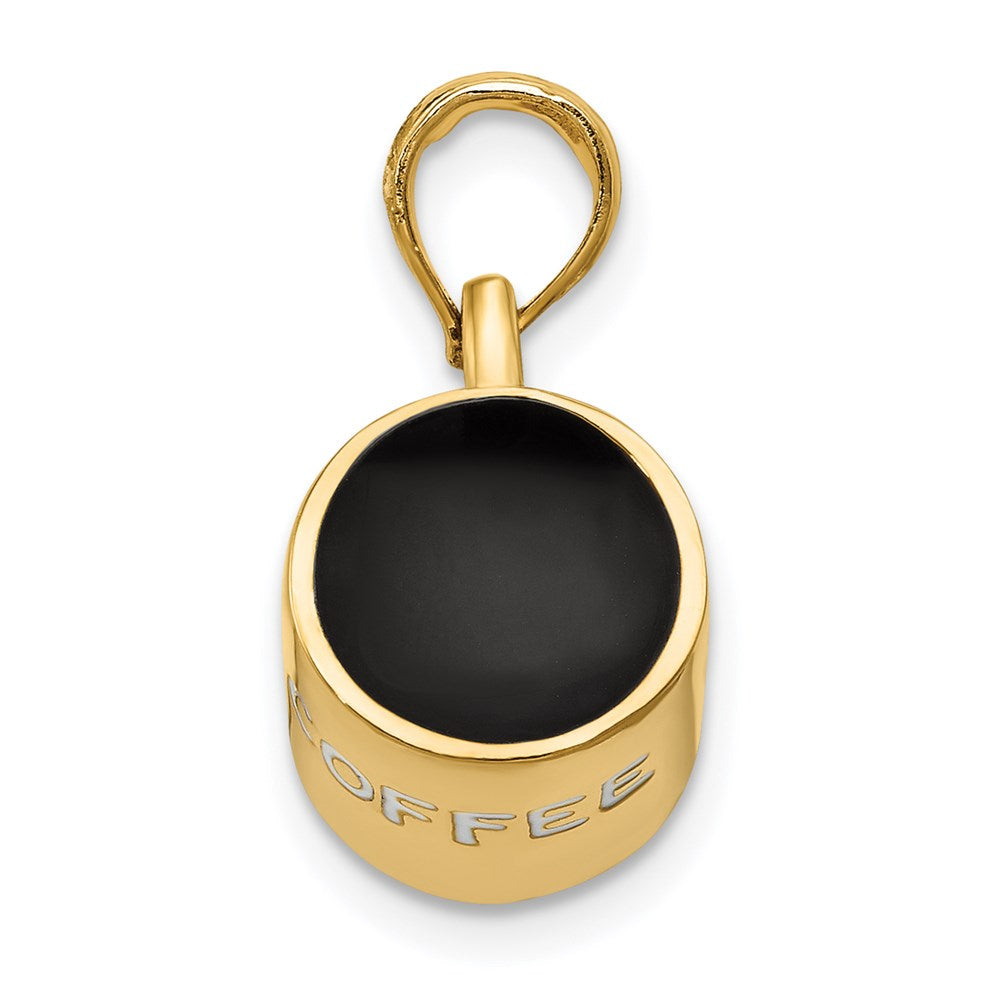 14k Yellow Gold 10 mm 3D Enameled Coffee Cup Pendant (3.5 grams)