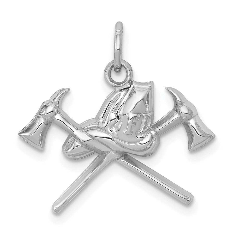 14k White Gold 21 mm Fire Department Charm (1.09 grams)