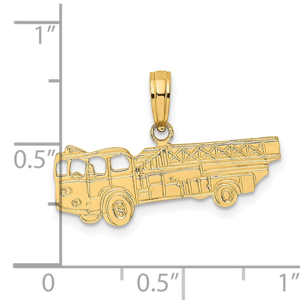 14k Yellow Gold 24 mm Fire Truck Charm (1.37 grams)