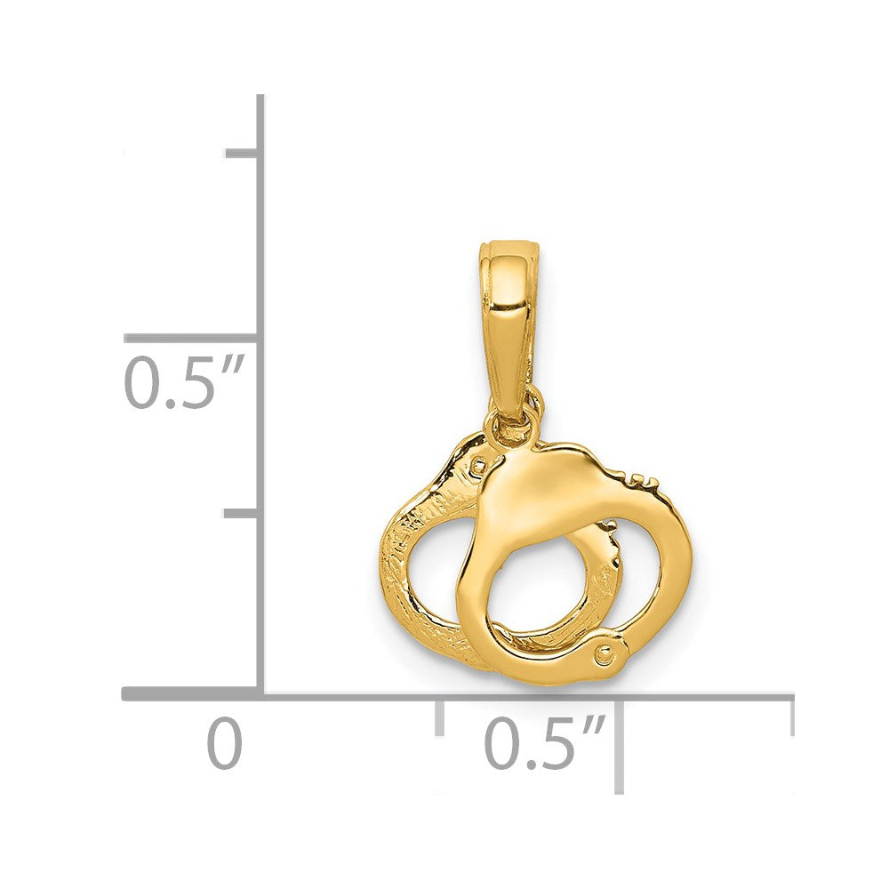 14k Yellow Gold 11.5 mm 2-Piece Handcuffs Pendant (0.73 grams)
