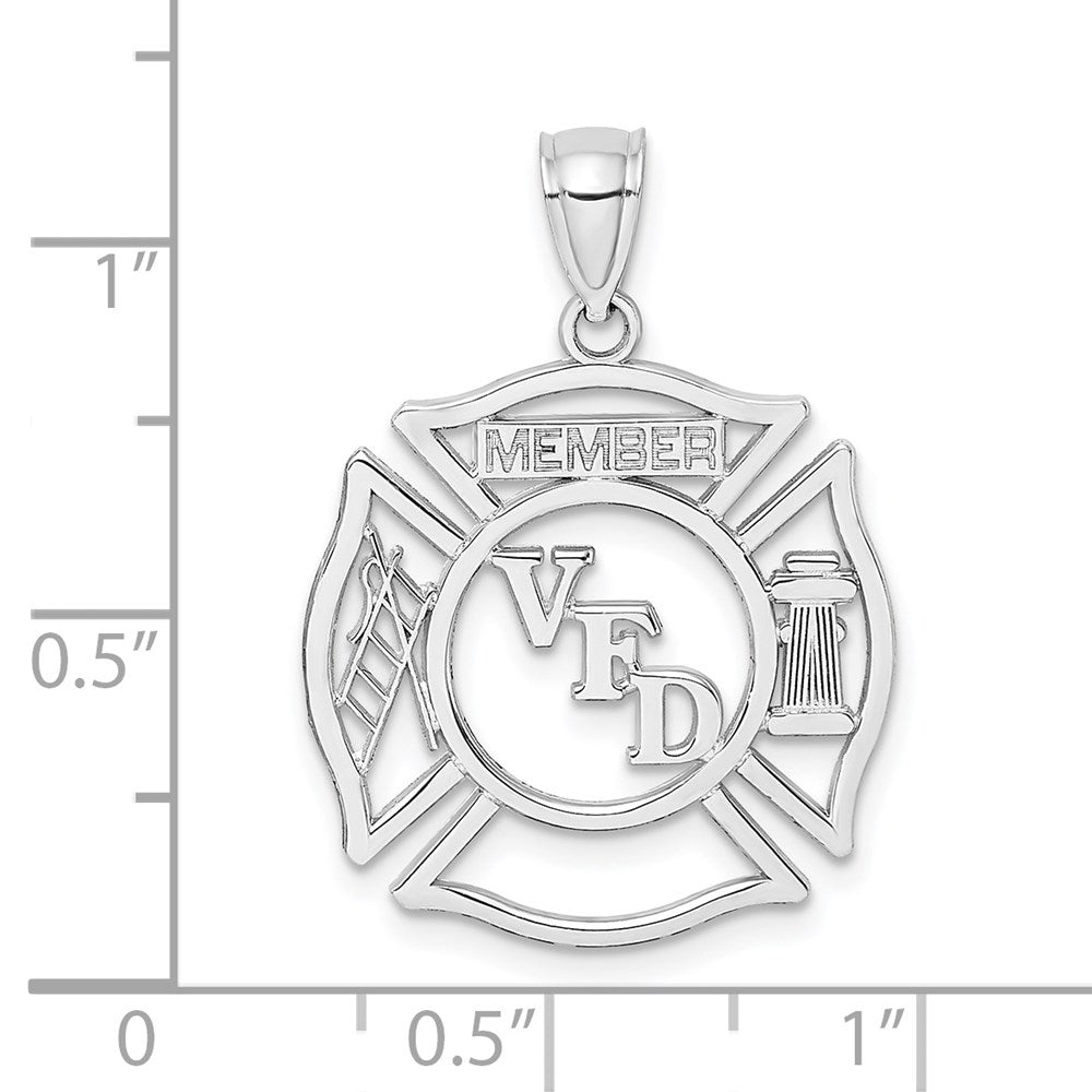 14k White Gold 20.8 mm VFD Member Shield Charm (1.51 grams)