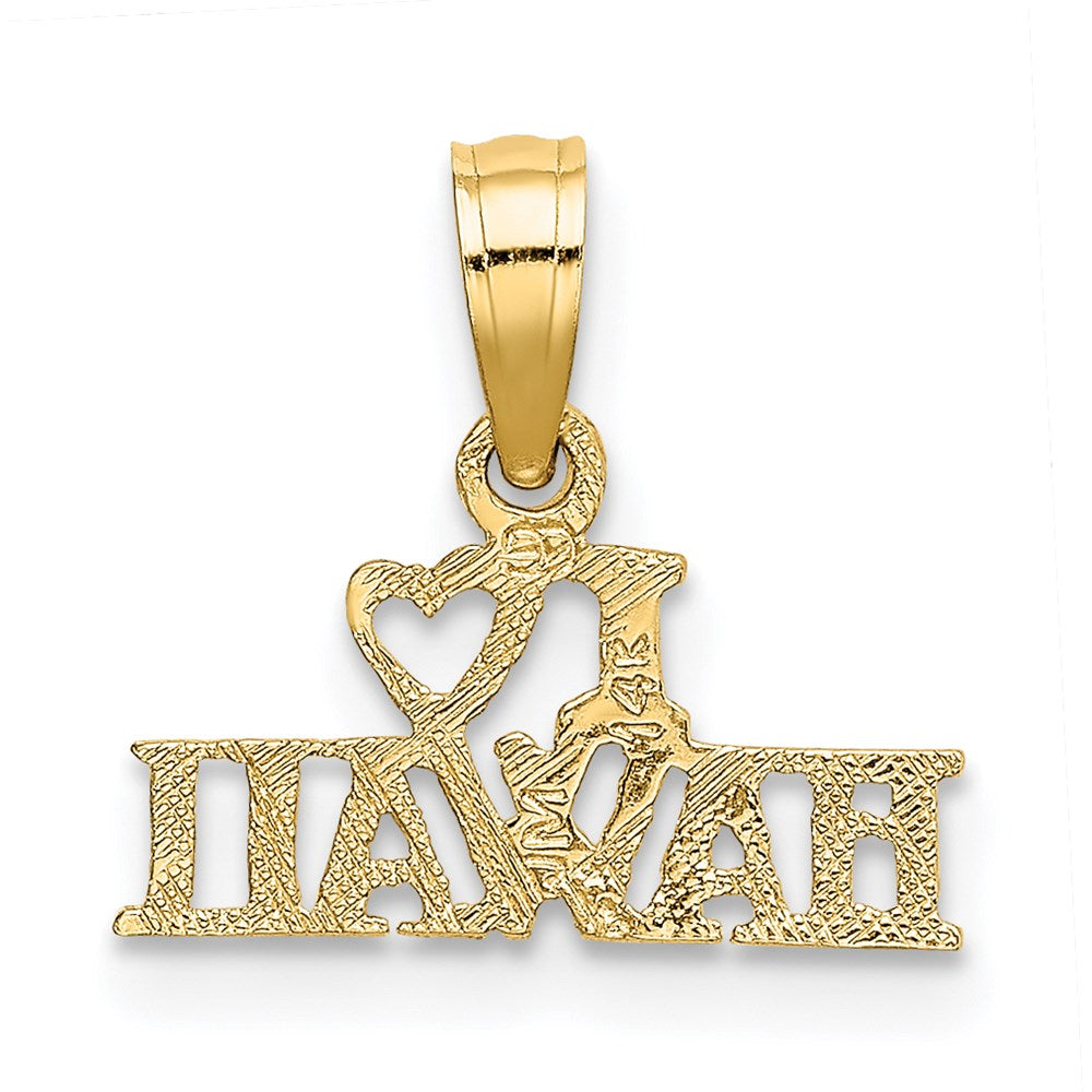 14k Yellow Gold 14.3 mm I HEART HAWAII Charm (0.47 grams)