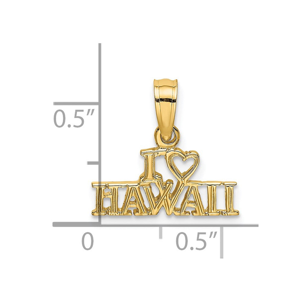 14k Yellow Gold 14.3 mm I HEART HAWAII Charm (0.47 grams)