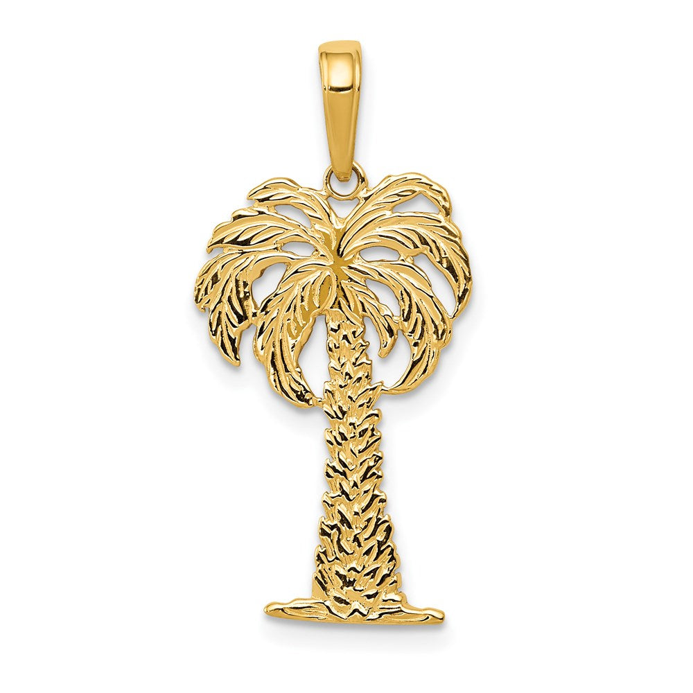 14k Yellow Gold 13.5 mm Palm Tree Pendant (1.31 grams)