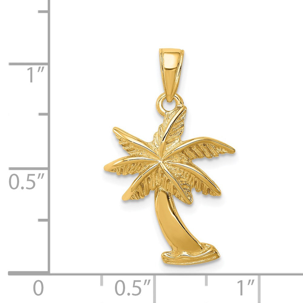 14k Yellow Gold 17 mm Palm Tree Pendant (2.31 grams)