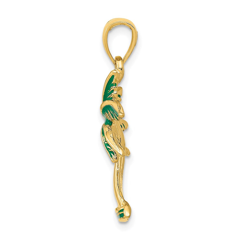 14k Yellow Gold 17 mm Enameled Palm Tree Pendant (2.26 grams)