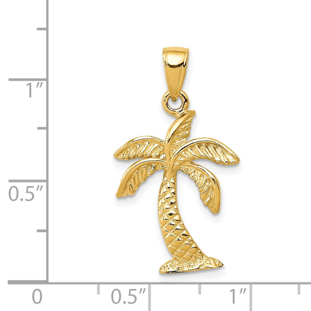 14k Yellow Gold 16 mm Palm Tree Pendant (1.7 grams)