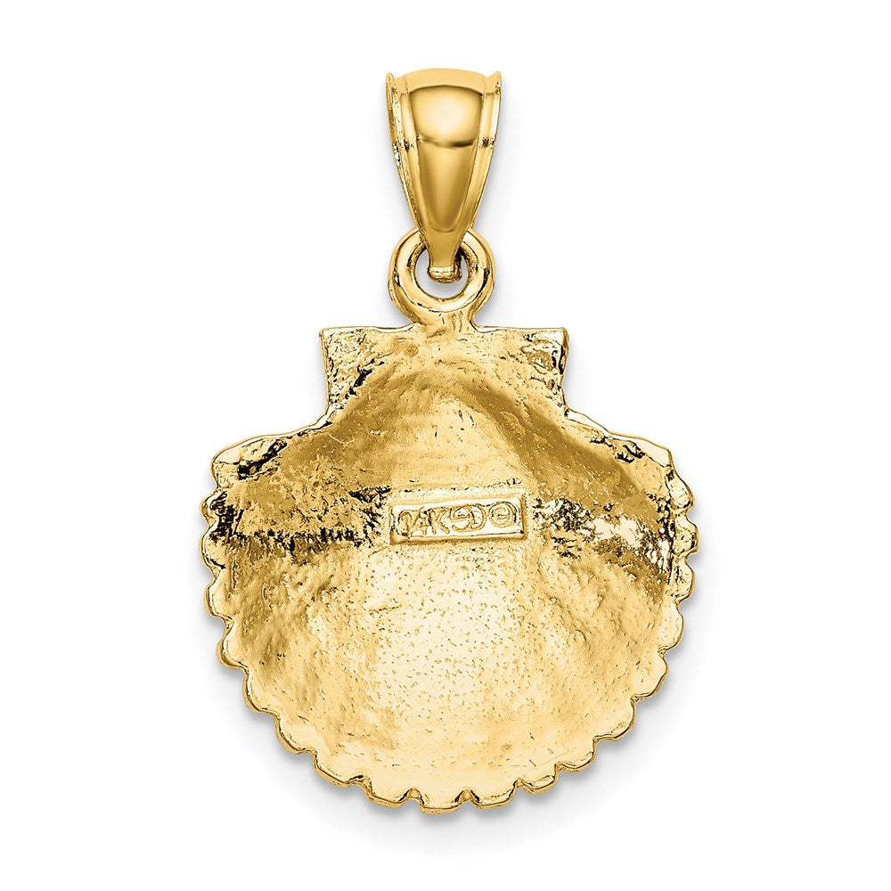 14k Yellow Gold 15 mm Scallop Shell Pendant (1.92 grams)