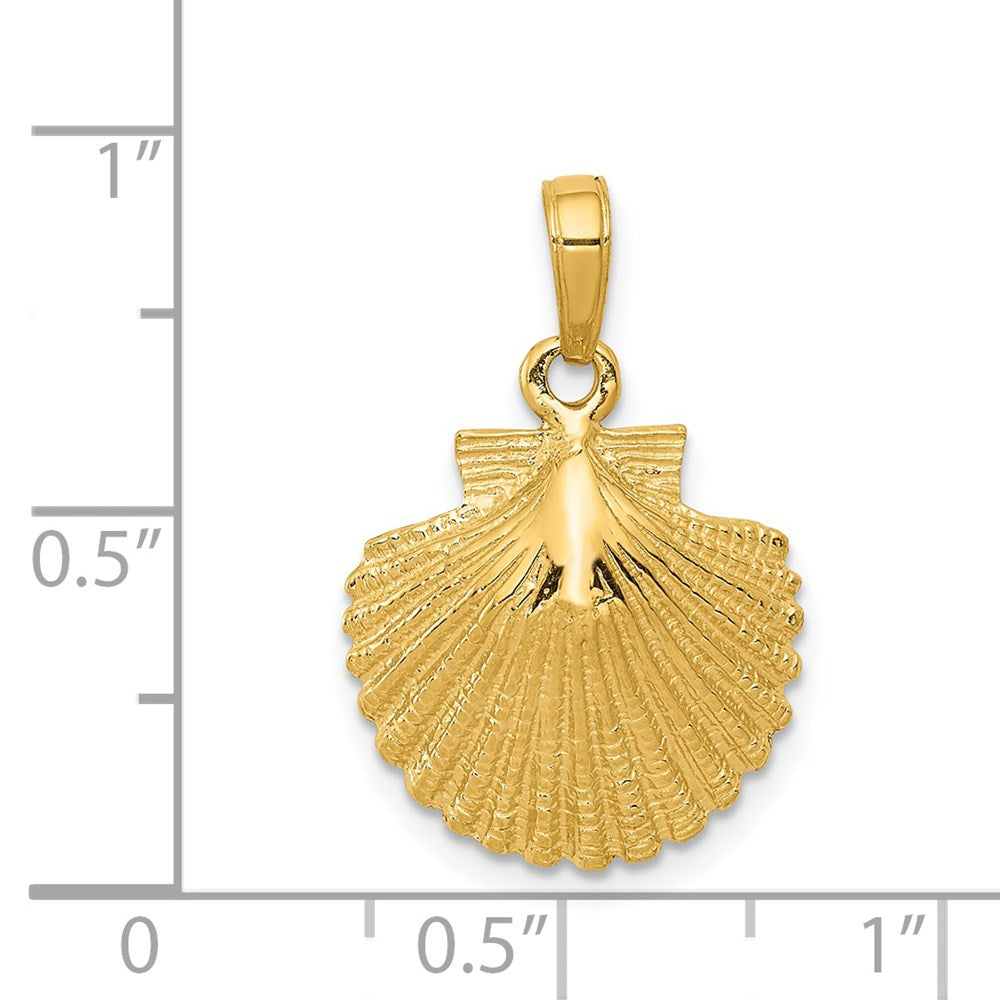 14k Yellow Gold 15 mm Scallop Shell Pendant (1.92 grams)