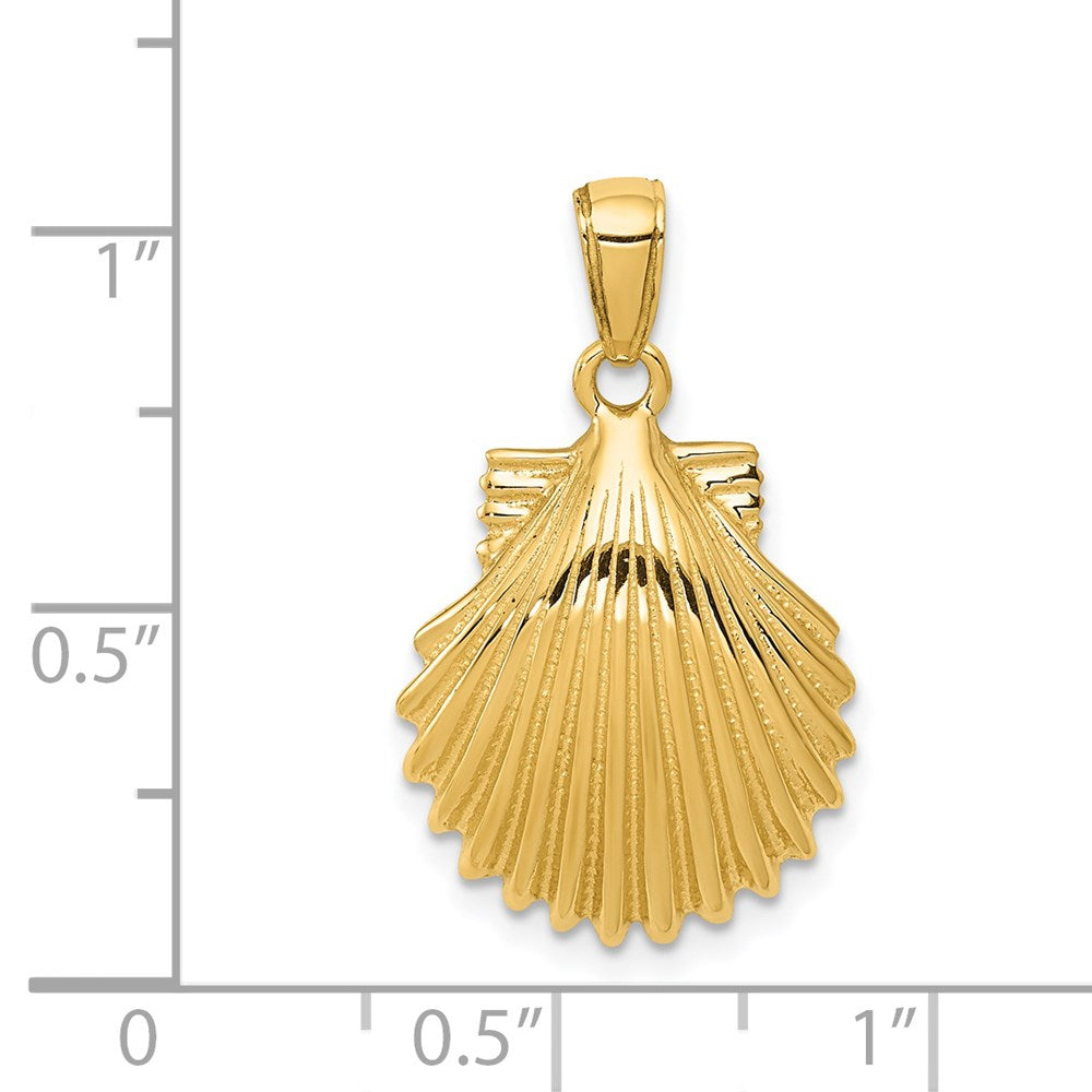 14k Yellow Gold 15 mm Scallop Shell Pendant (2.45 grams)