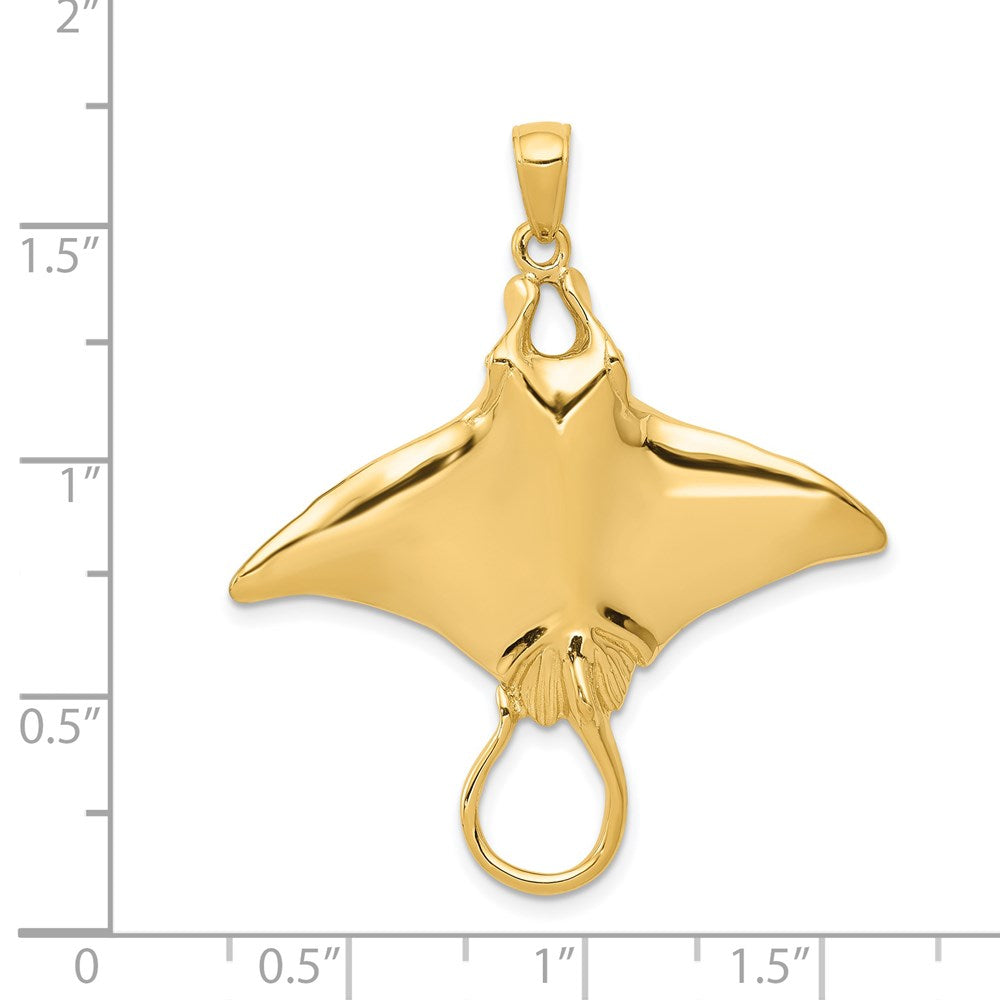 14k Yellow Gold 35 mm Manta Ray Pendant (6.64 grams)